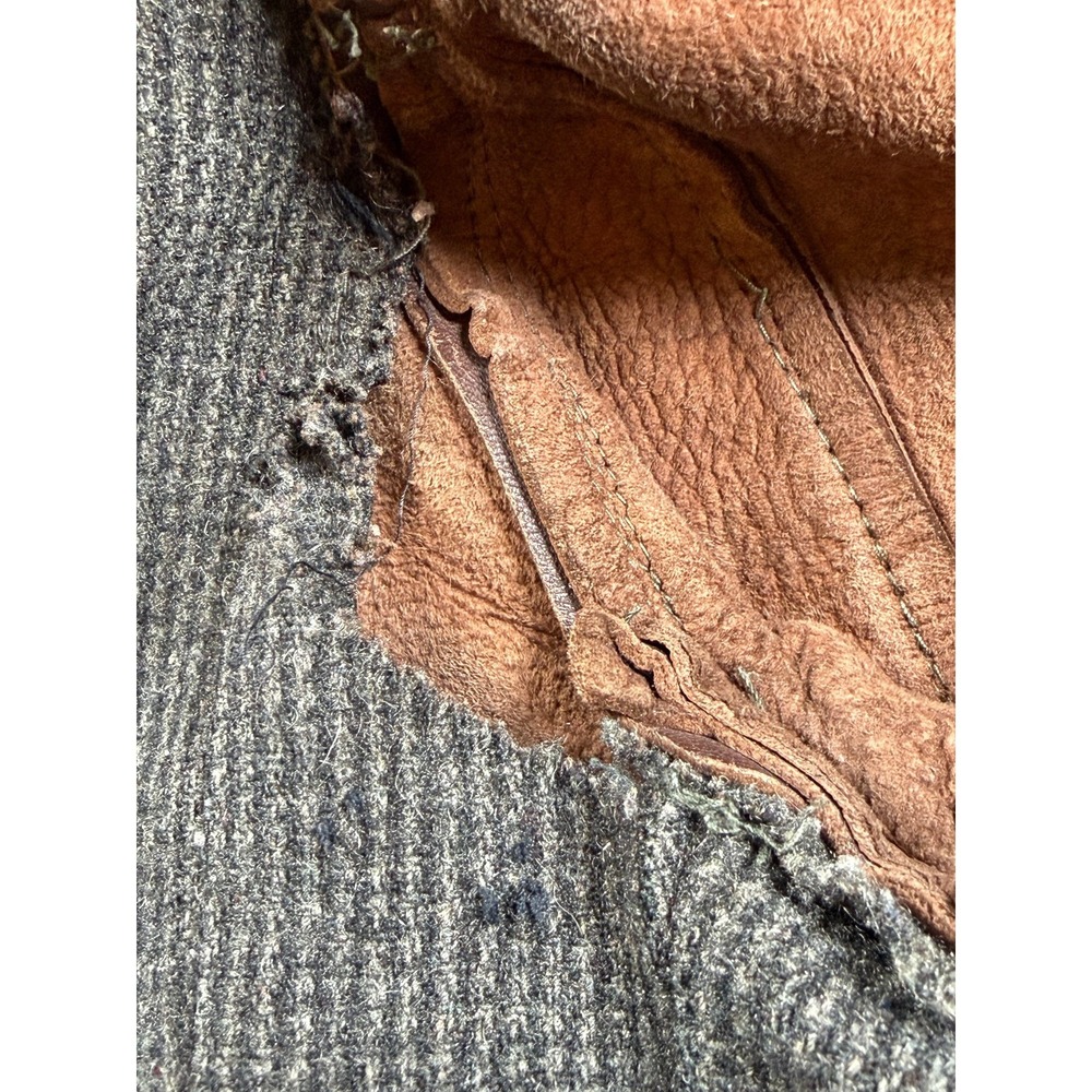 Unbranded Vintage Brown Leather Jacket Blanket Lined CHIC Ring Pull Zipper - Picture 15 of 16
